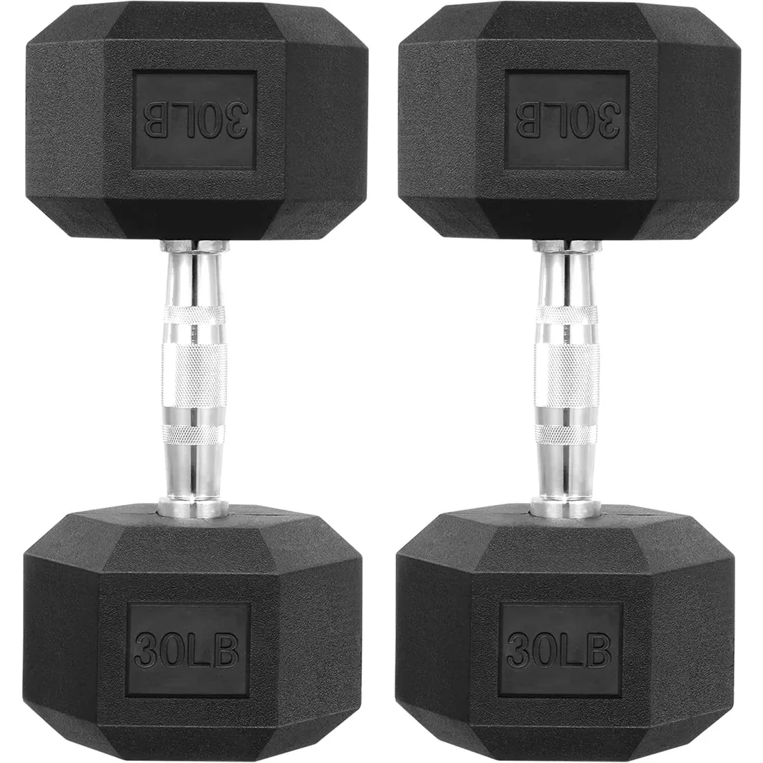 HULKFIT Rubber Hex Dumbbell Pairs
