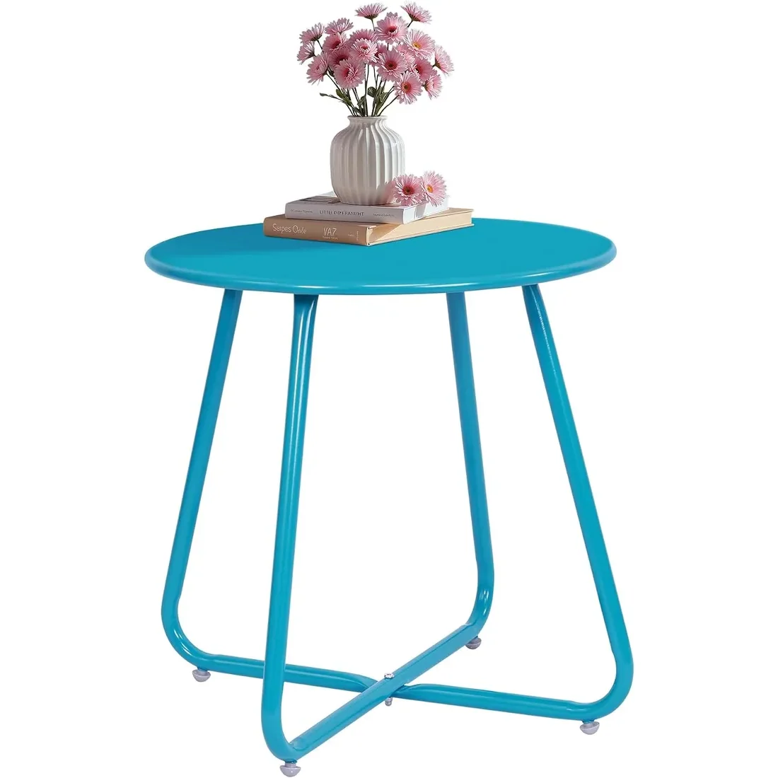 HULKFIT Round Metal Patio Side Table
