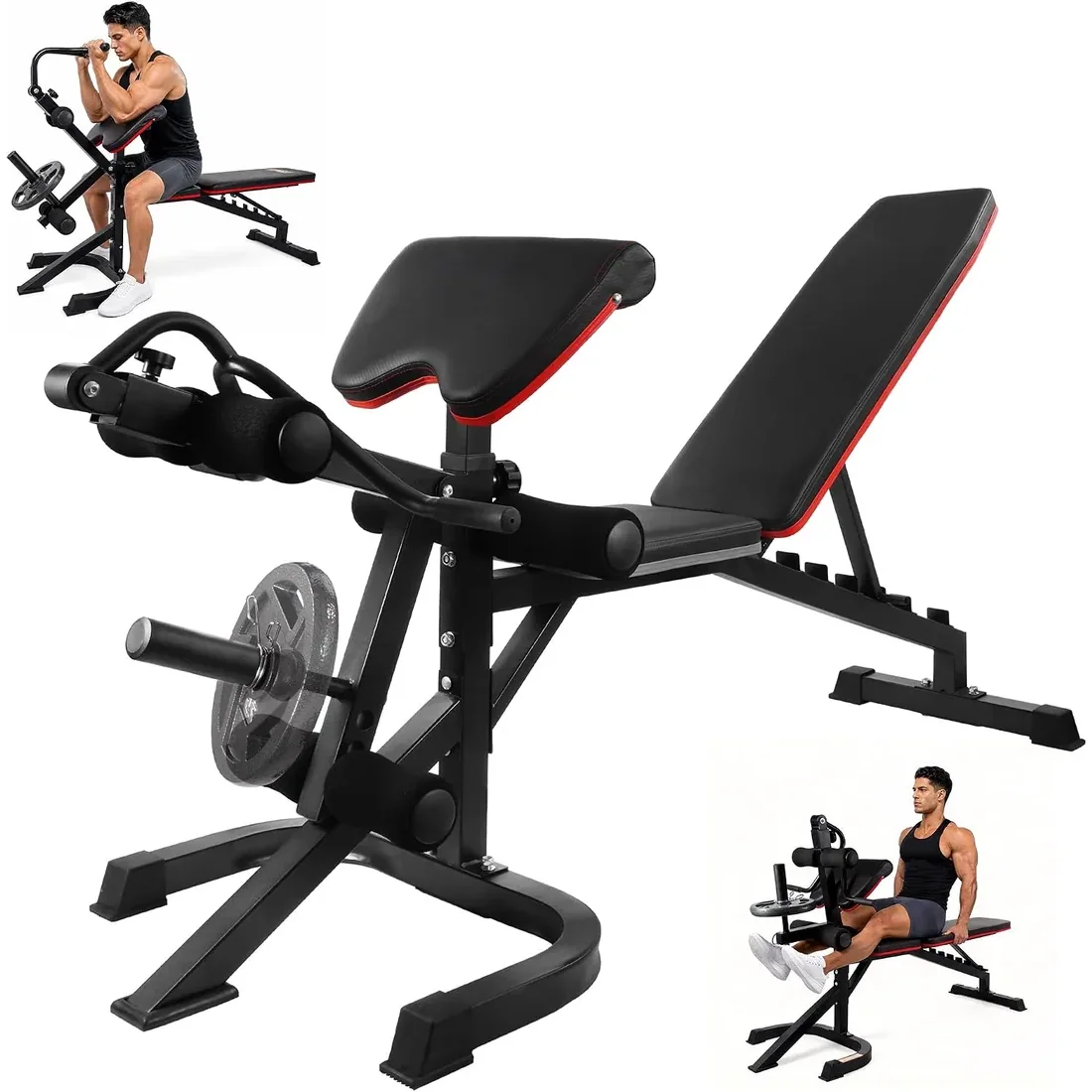 HULKFIT Adjustable Bench with Leg Extension and Curl