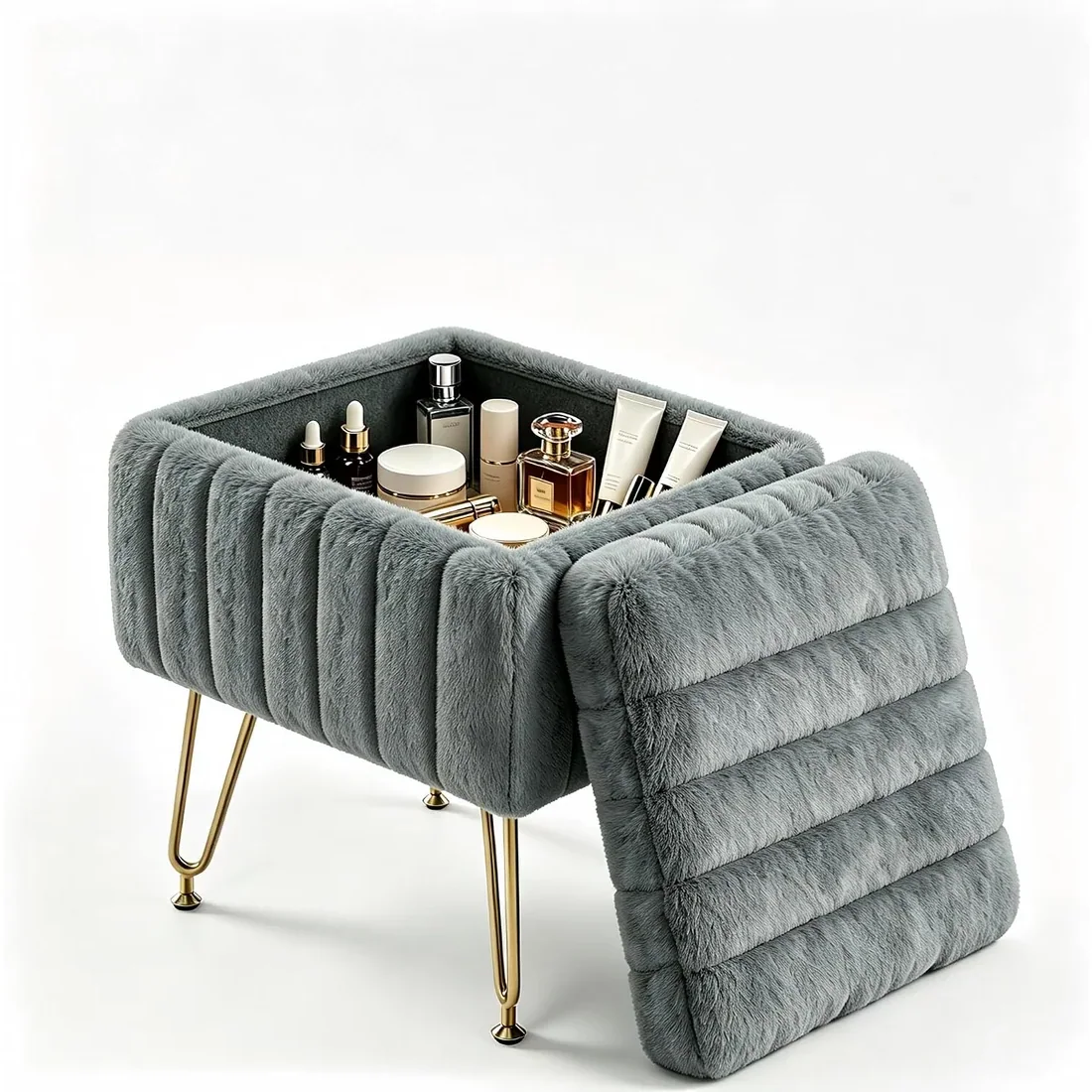 HULKFIT Faux Fur Storage Stool