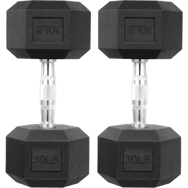 HULKFIT Rubber Hex Dumbbell Pairs