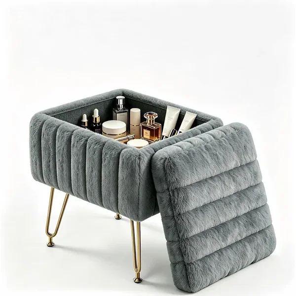 HULKFIT Faux Fur Storage Stool