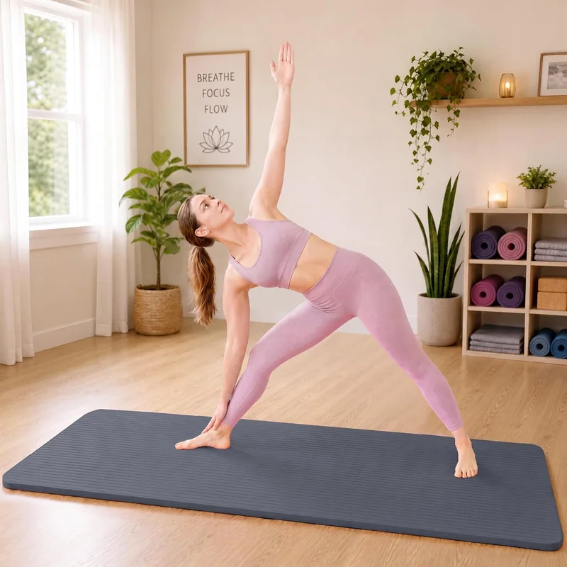 HULKFIT Thick Yoga Mat with Strap, 71"L x 24"W x 0.5"Th · Graphite