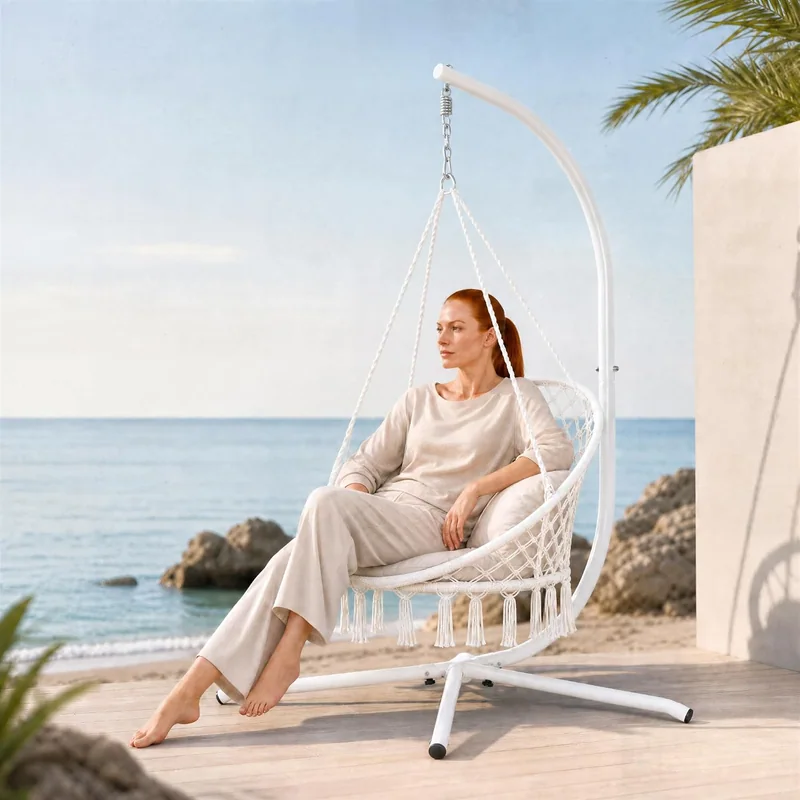 HULKFIT C-Shape Hammock Chair Stand, White