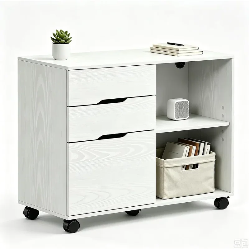HULKFIT 3-Drawer Rolling Filing Cabinet, White