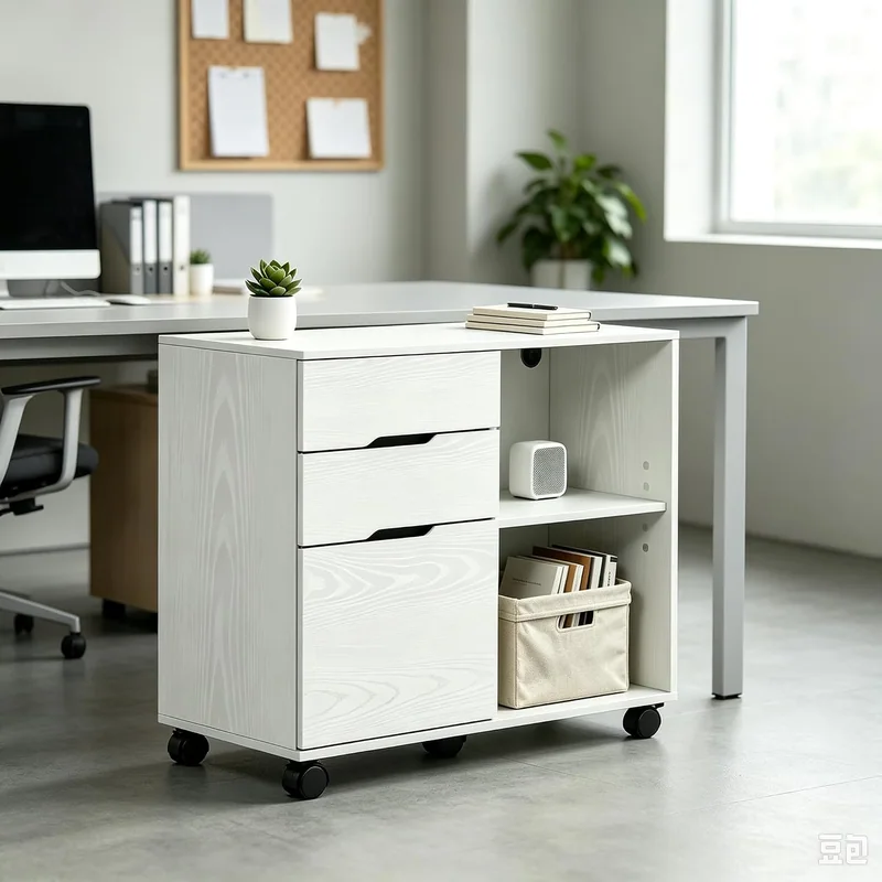HULKFIT 3-Drawer Rolling Filing Cabinet, White