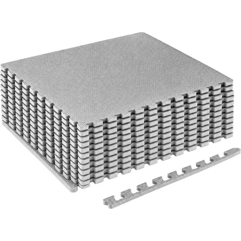 HULKFIT Interlocking Foam Tiles, 1/2 Inch, 24"L x 24"W x 0.5"Th · Grey · 12