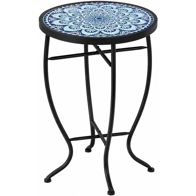 HULKFIT Mosaic Tile Plant Stand, 21" H · Blue