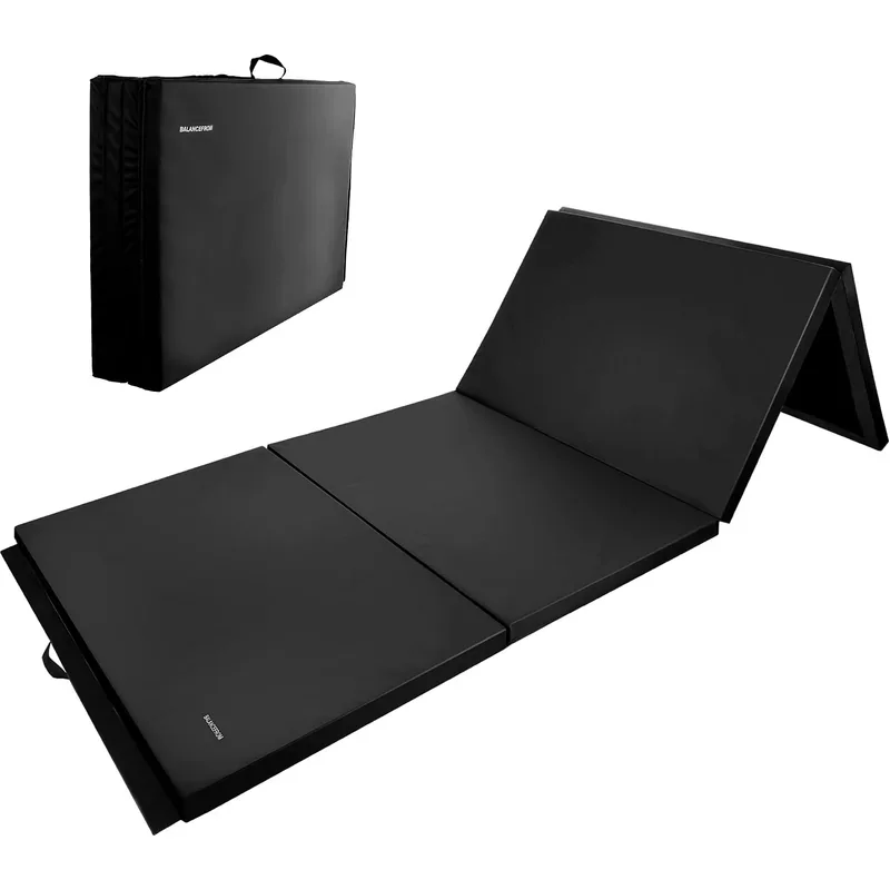 HULKFIT 4 x 8 ft Folding Gymnastics Mat, 4x8 · Black