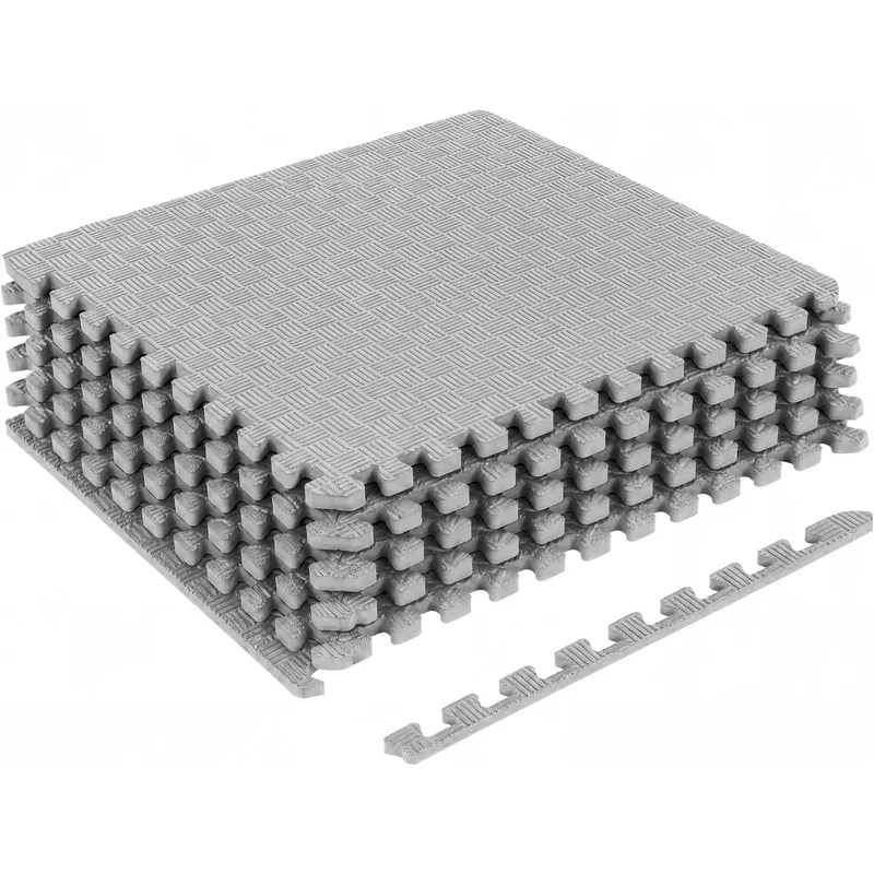 HULKFIT Interlocking Foam Tiles, 1 Inch, 24"L x 24"W x 1"Th · Grey · 6
