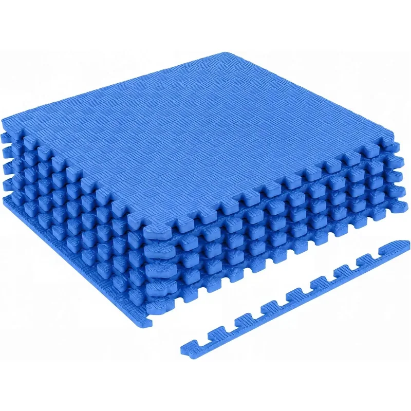 HULKFIT Interlocking Foam Tiles, 1 Inch, 24"L x 24"W x 1"Th · Blue · 6