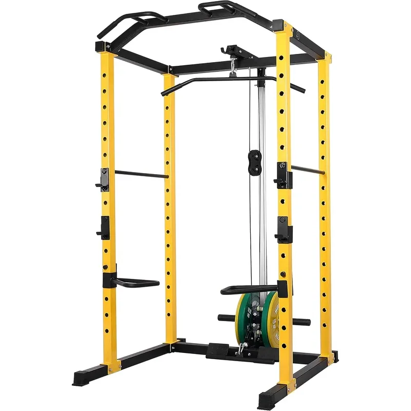 HULKFIT 1000 lb Adjustable Power Cage, Yellow